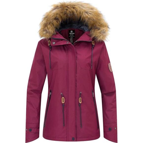 Women's Waterproof Ski Jacket – Hooded Winter Snow Coat Insulated Fleece